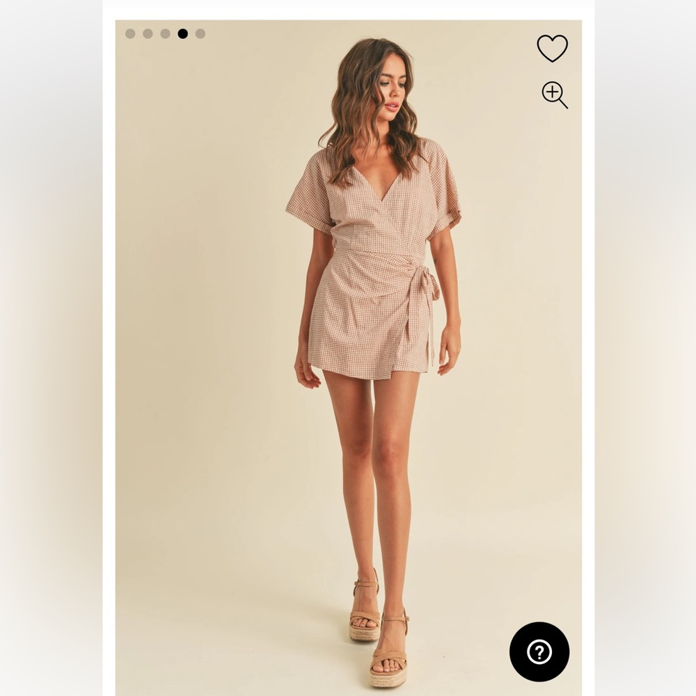 red grid pattern tied romper